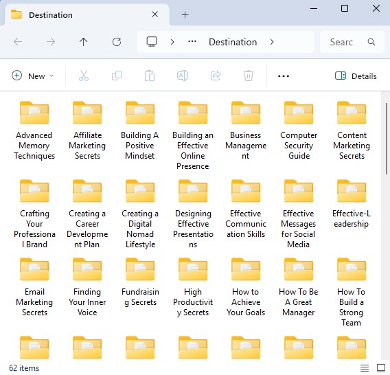 Destination output folder