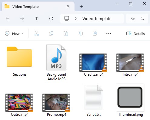 Template folder contents