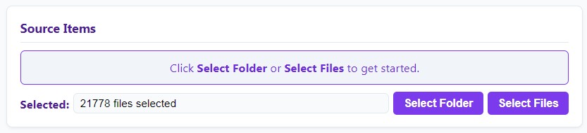 Select source folder