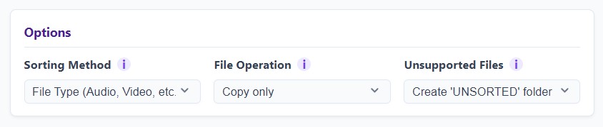 Choose sorting options