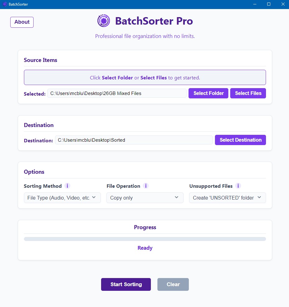 BatchSorter application